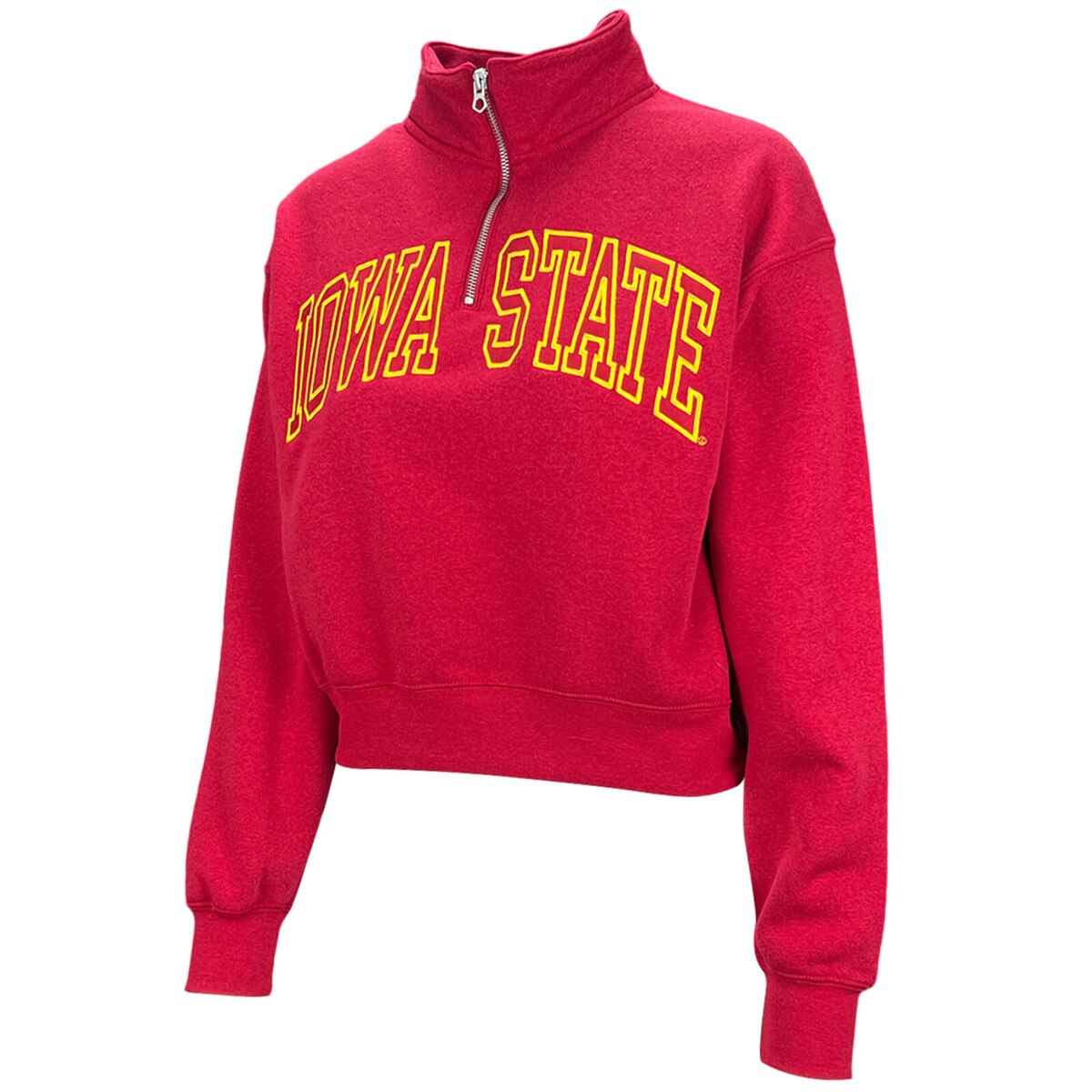 ZooZatz Women's Iowa State Cardinal Cropped 1/4-Zip Sweatshirt